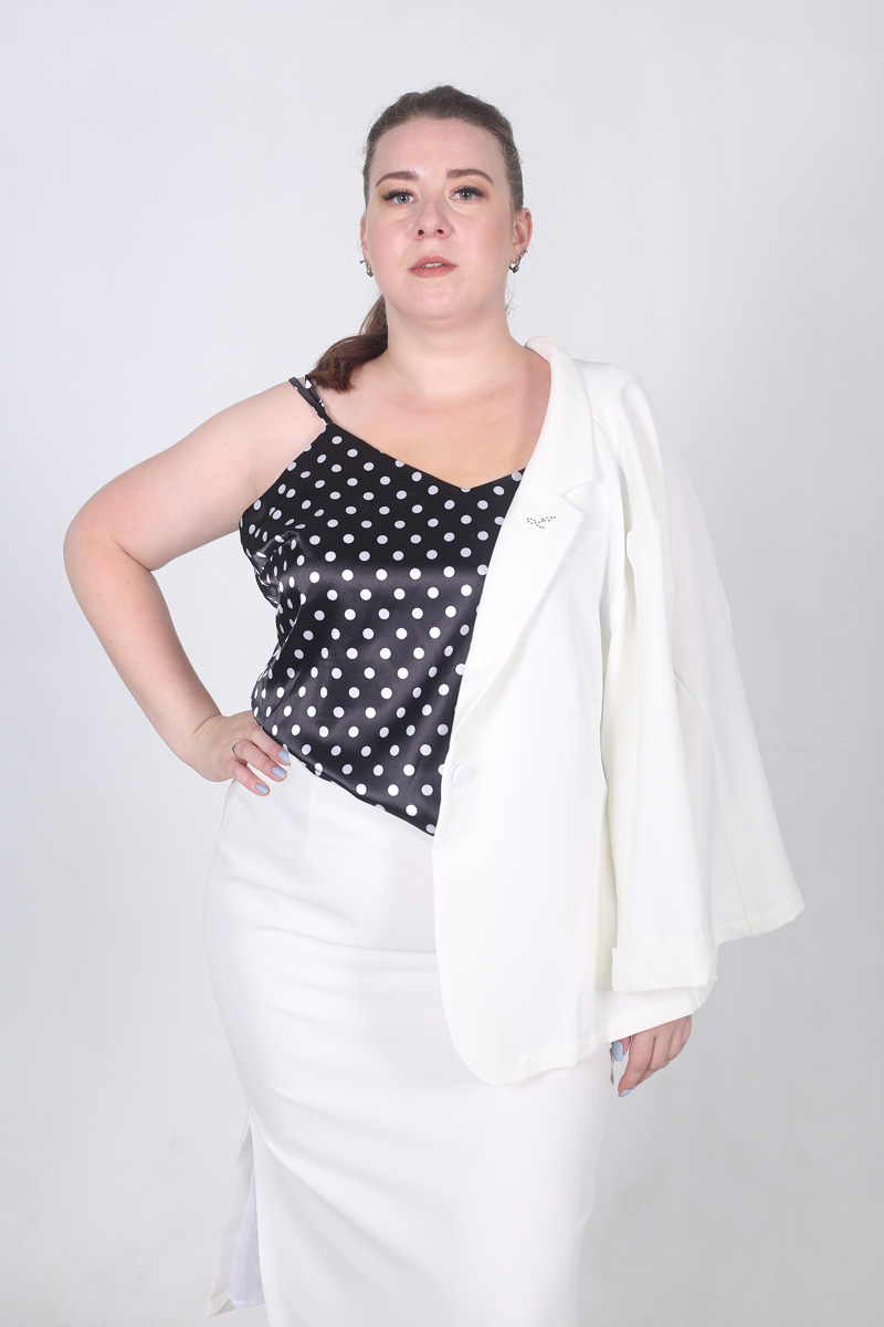 L day, Лдей, Эл Дей, 068-053-55-75 Летний костюм белый с юбкой и топом plus size