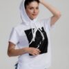 Футболка-худі біла з принтом